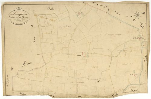 Langeron, cadastre ancien : plan parcellaire de la section A dite de Rosay, feuille 2