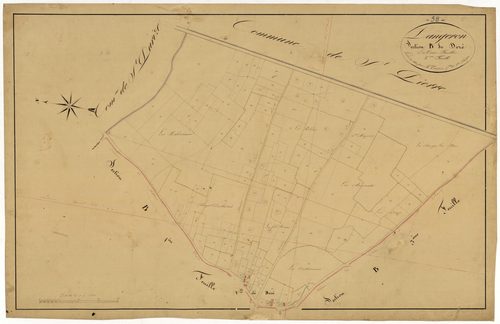 Langeron, cadastre ancien : plan parcellaire de la section B dite de Deré, feuille 2