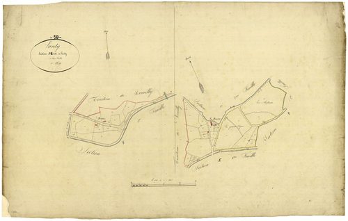 Lanty, cadastre ancien : plan parcellaire de la section D dite de Lanty, feuille 2