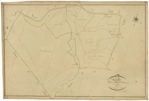 Lanty, cadastre ancien : plan parcellaire de la section E dite du Charnay, feuille 1
