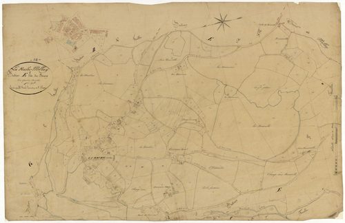 Larochemillay, cadastre ancien : plan parcellaire de la section E dite du Bourg, feuille 1