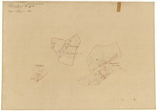 Lavault-de-Frétoy, cadastre ancien : plan parcellaire de la section B dite de Lavault, feuilles 1 et 2, développement