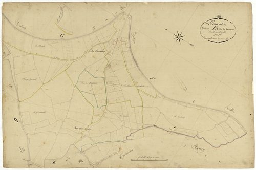 Limanton, cadastre ancien : plan parcellaire de la section E dite de Sarreaux, feuille 3