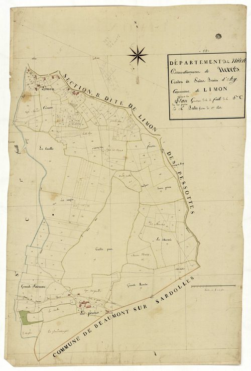 Limon, cadastre ancien : plan parcellaire de la section C dite des Perrins, feuille 2