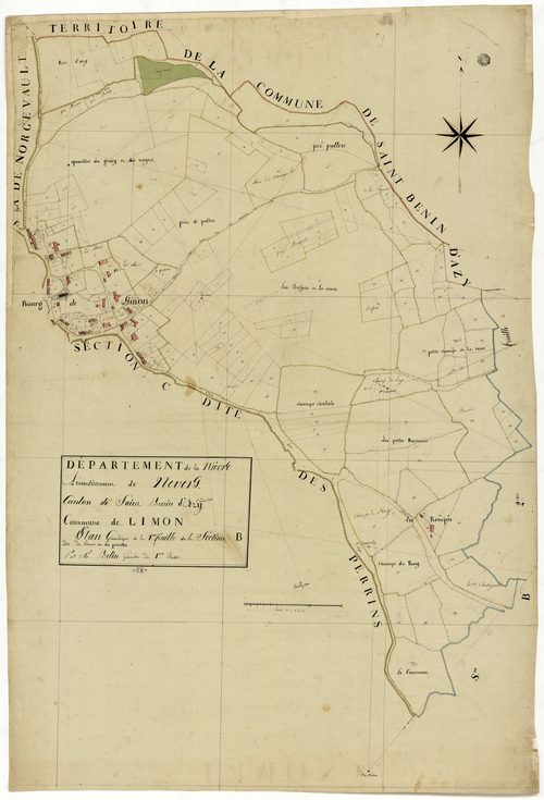 Limon, cadastre ancien : plan parcellaire de la section B dite de Limon et des Pessottes, feuille 1