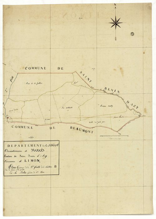 Limon, cadastre ancien : plan parcellaire de la section B dite de Limon et des Pessottes, feuille 3