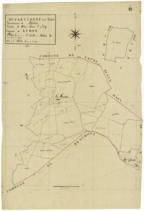 Limon, cadastre ancien : plan parcellaire de la section B dite de Limon et des Pessottes, feuille 2