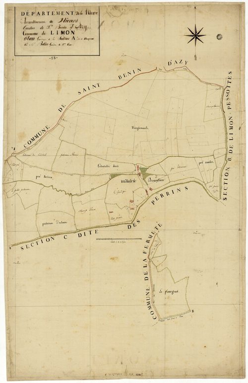 Limon, cadastre ancien : plan parcellaire de la section A dite de Norgevaut