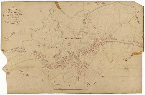 Lormes, cadastre ancien : plan parcellaire de la section C dite de la Ville, feuille 1
