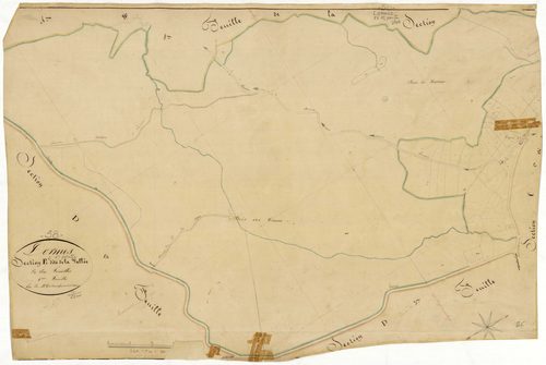Lormes, cadastre ancien : plan parcellaire de la section E dite de la Vallée, feuille 6
