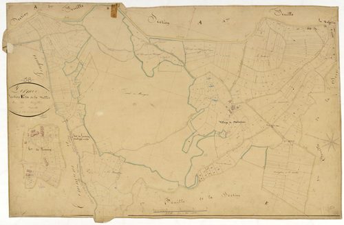 Lormes, cadastre ancien : plan parcellaire de la section E dite de la Vallée, feuille 1
