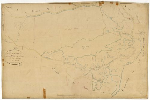 Lormes, cadastre ancien : plan parcellaire de la section B dite de Sonne, feuille 1