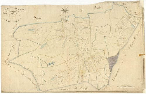 Lucenay-lès-Aix, cadastre ancien : plan parcellaire de la section D dite du Bourg, feuille 2