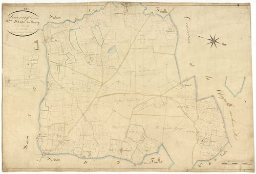 Lucenay-lès-Aix, cadastre ancien : plan parcellaire de la section D dite du Bourg, feuille 1