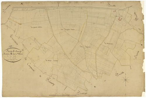 Lurcy-le-Bourg, cadastre ancien : plan parcellaire de la section B dite de Vilaine, feuille 1