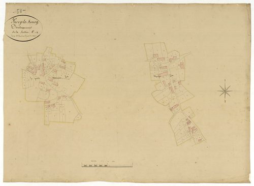 Lurcy-le-Bourg, cadastre ancien : plan parcellaire de la section C dite du Marais, feuille 4, développement