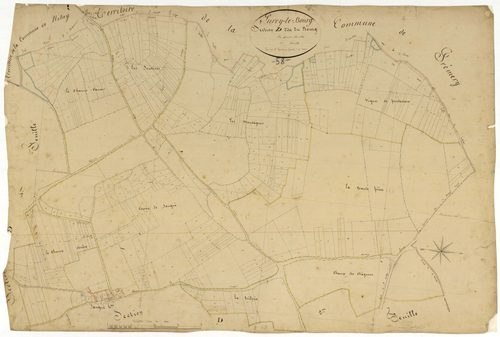 Lurcy-le-Bourg, cadastre ancien : plan parcellaire de la section D dite du Bourg, feuille 1