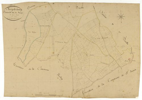 Lurcy-le-Bourg, cadastre ancien : plan parcellaire de la section D dite du Bourg, feuille 4