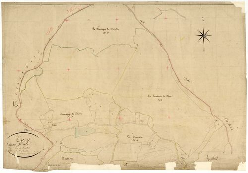 Luzy, cadastre ancien : plan parcellaire de la section E dite de la Chaise et des Baudins, feuille 1
