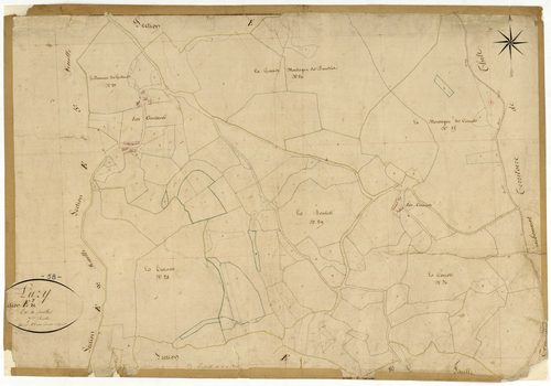 Luzy, cadastre ancien : plan parcellaire de la section E dite de la Chaise et des Baudins, feuille 7