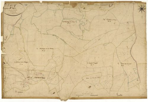 Luzy, cadastre ancien : plan parcellaire de la section E dite de la Chaise et des Baudins, feuille 2