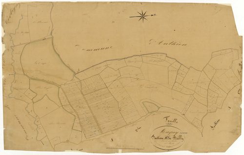 Magny-Lormes, cadastre ancien : plan parcellaire de la section A dite de Bailly, feuille 3