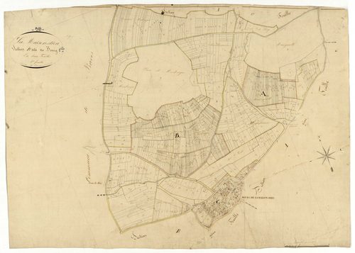 La Maison-Dieu, cadastre ancien : plan parcellaire de la section B dite du Bourg, feuille 1