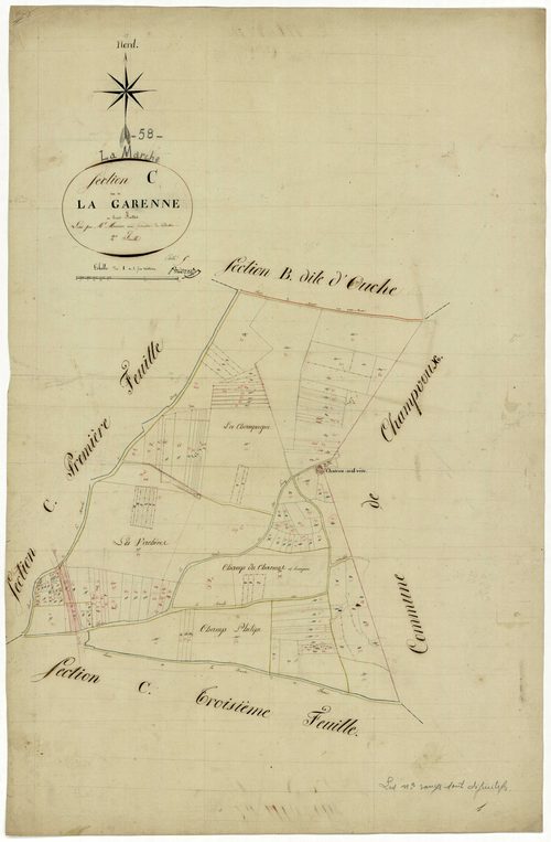 La Marche, cadastre ancien : plan parcellaire de la section C dite de la Garenne, feuille 2