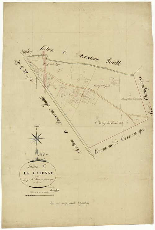 La Marche, cadastre ancien : plan parcellaire de la section C dite de la Garenne, feuille 3