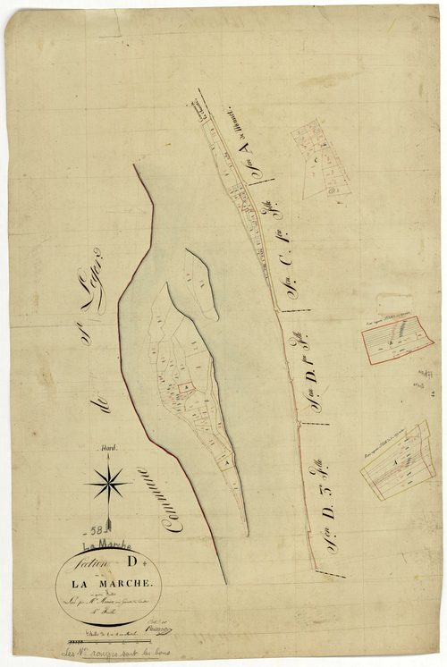 La Marche, cadastre ancien : plan parcellaire de la section D dite de la Marche, feuille 4