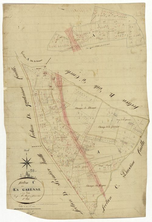 La Marche, cadastre ancien : plan parcellaire de la section C dite de la Garenne, feuille 1