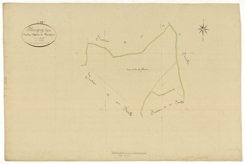 Marigny-l'Église, cadastre ancien : plan parcellaire de la section D dite de Mazignien, feuille 13