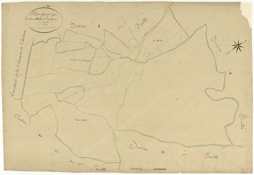 Marigny-l'Église, cadastre ancien : plan parcellaire de la section D dite de Mazignien, feuille 1