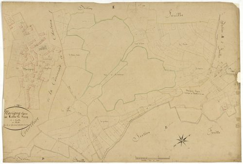 Marigny-l'Église, cadastre ancien : plan parcellaire de la section E dite du Bourg, feuille 2