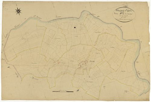 Marigny-l'Église, cadastre ancien : plan parcellaire de la section B dite de Courotte, feuille 1