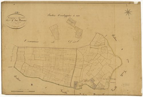 Marigny-sur-Yonne, cadastre ancien : plan parcellaire de la section A dite des Baons, feuille 1