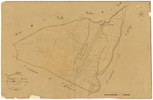 Marigny-sur-Yonne, cadastre ancien : plan parcellaire de la section D dite du Moulin de Marigny, feuille 2