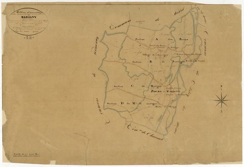 Marigny-sur-Yonne, cadastre ancien : tableau d'assemblage