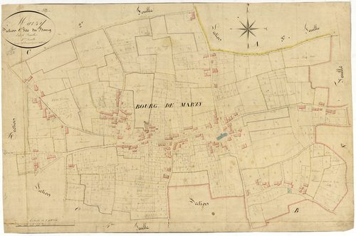 Marzy, cadastre ancien : plan parcellaire de la section C dite du Bourg, feuille 3