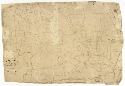 Marzy, cadastre ancien : plan parcellaire de la section B dite de Saint-Baudière, feuille 1