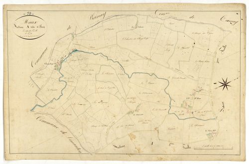 Maux, cadastre ancien : plan parcellaire de la section A dite d'Abon, feuille 3
