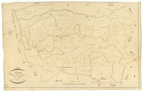 Maux, cadastre ancien : plan parcellaire de la section B dite de Maux, feuille 3