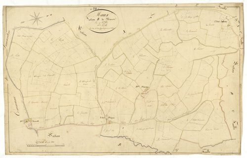 Maux, cadastre ancien : plan parcellaire de la section B dite de Maux, feuille 2