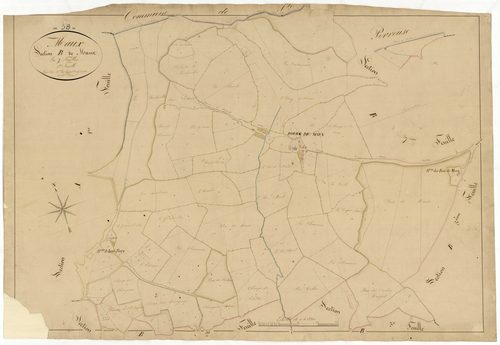 Maux, cadastre ancien : plan parcellaire de la section B dite de Maux, feuille 1