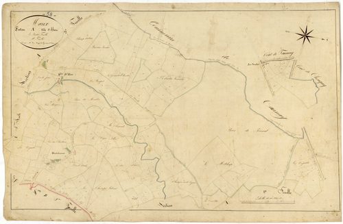 Maux, cadastre ancien : plan parcellaire de la section A dite d'Abon, feuille 2
