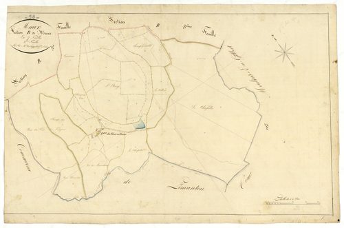 Maux, cadastre ancien : plan parcellaire de la section B dite de Maux, feuille 4