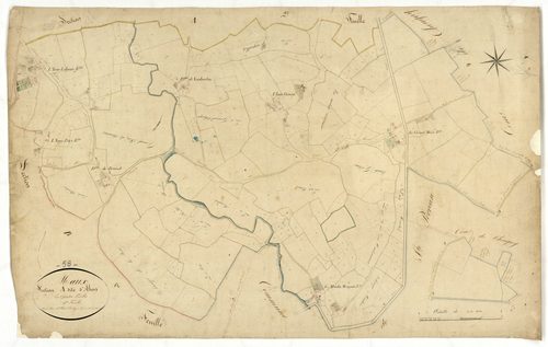Maux, cadastre ancien : plan parcellaire de la section A dite d'Abon, feuille 1