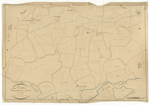 Maux, cadastre ancien : plan parcellaire de la section B dite de Maux, feuille 5