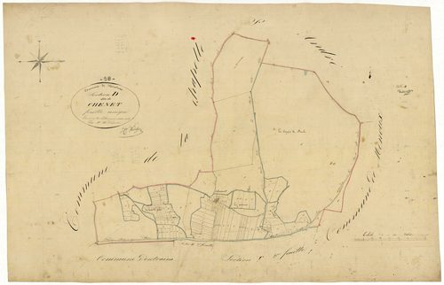 Ménestreau, cadastre ancien : plan parcellaire de la section D dite de Chenet