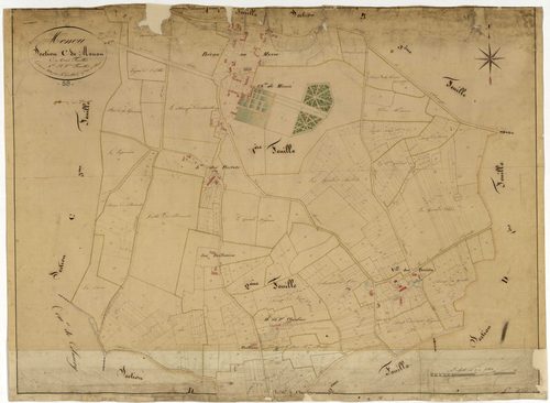 Menou, cadastre ancien : plan parcellaire de la section C dite de Menou, feuilles 1 et 2